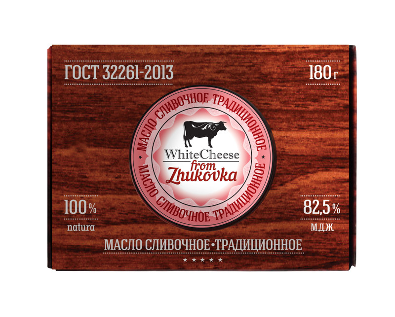 Изображение товара Масло сладкосливочное White Cheese From Zhukovka Традиционное несолёное 82.5%, 180г