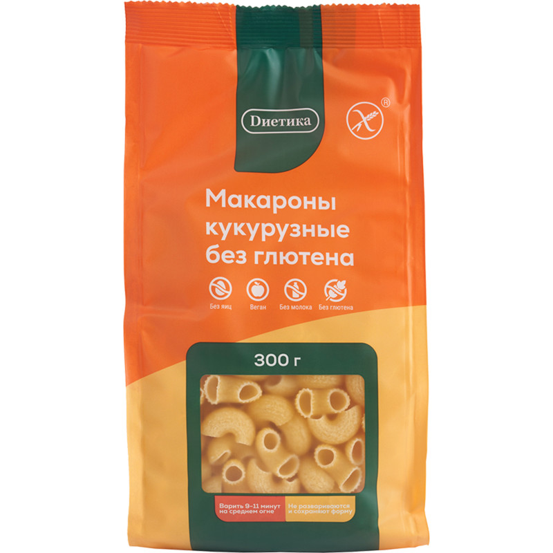 Изображение товара Макароны Диетика рожок средний из кукурузной муки средний, 300г