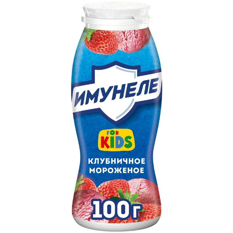 Изображение товара Напиток кисломолочный Имунеле For Kids Клубничное мороженое 1.5%, 100г