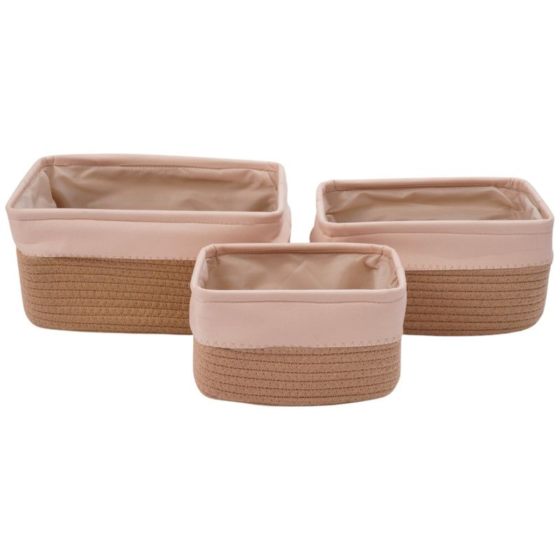 Изображение товара Набор из 3 корзин для хранения из полиэстера и хлопка