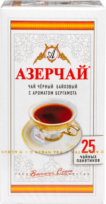Изображение товара Чай Азерчай чёрный байховый с бергамотом в пакетиках, 25x2г