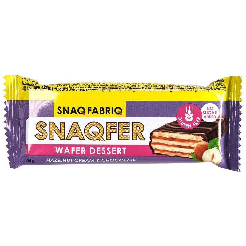 Изображение товара Вафельный батончик Snaq Fabriq со вкусом фундучного крема и бельгийского шоколада 45г