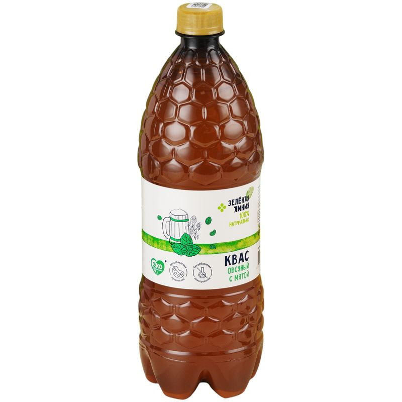 Изображение товара Квас Овсяный с мятой Зелёная Линия 1л натуральный свежий напиток