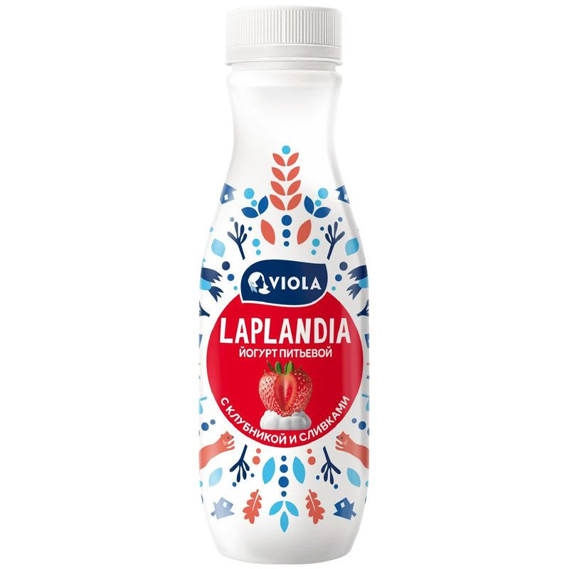 Изображение товара Питьевой йогурт Viola Laplandia с клубникой и сливками 2 5  260 г