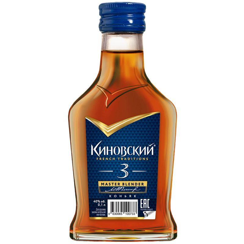 Изображение товара Коньяк Киновский 3-летний 40% 100 мл - выдержанный российский коньяк с богатым вкусом