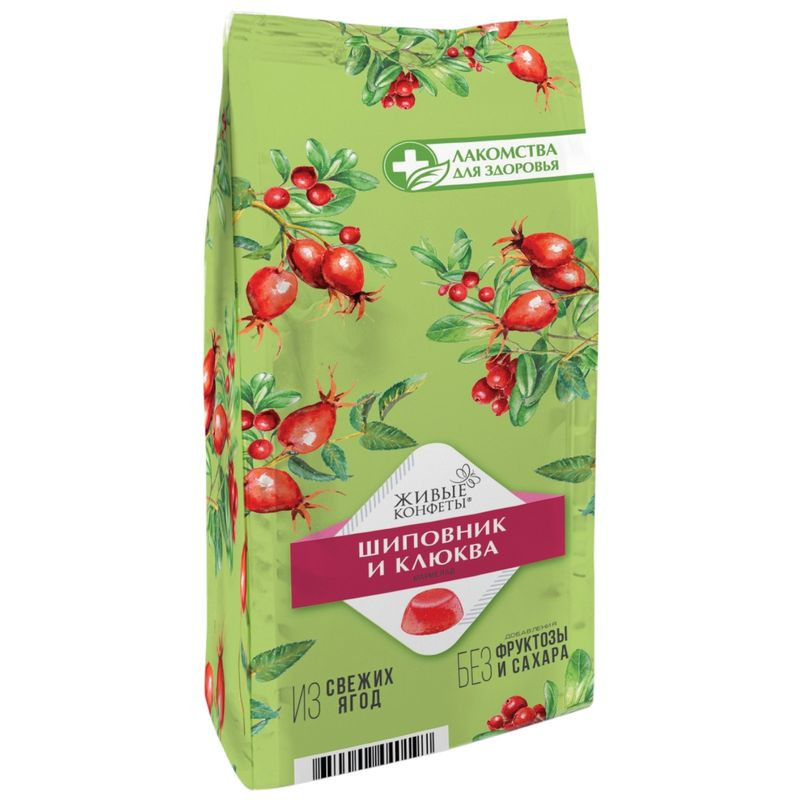 Изображение товара Мармелад Лакомства Для Здоровья с шиповником и клюквой 170г натуральное лакомство