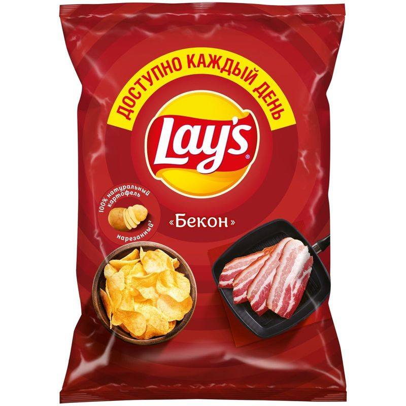 Изображение товара Чипсы Lay's Бекон 70г хрустящая закуска вкусная