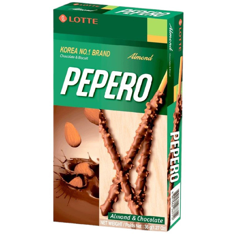Изображение товара Соломка Lotte Almond Pepero в шоколадной глазури с миндалём, 36г