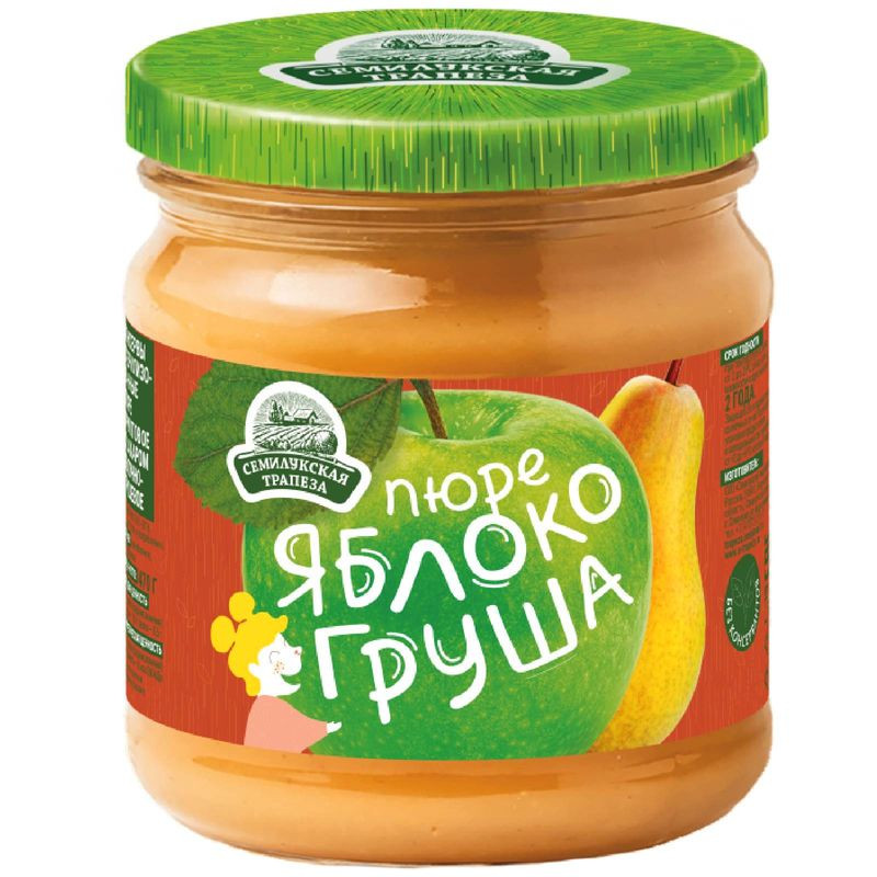 Изображение товара Пюре Семилукская Трапеза яблочно-грушевое с сахаром 470г