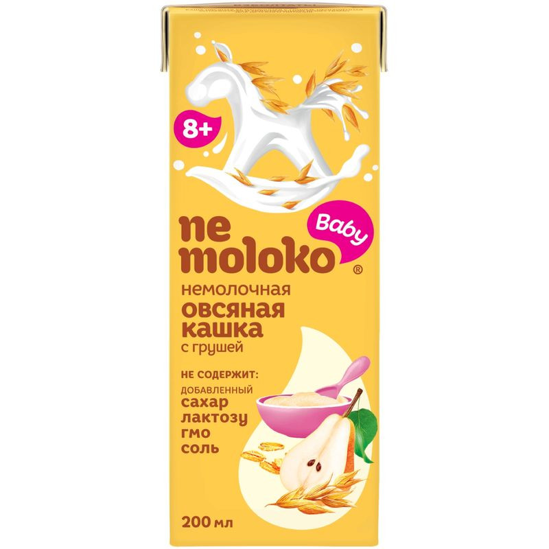 Изображение товара Каша овсяная Nemoloko с грушей безмолочная обогащённая для детей, 200мл
