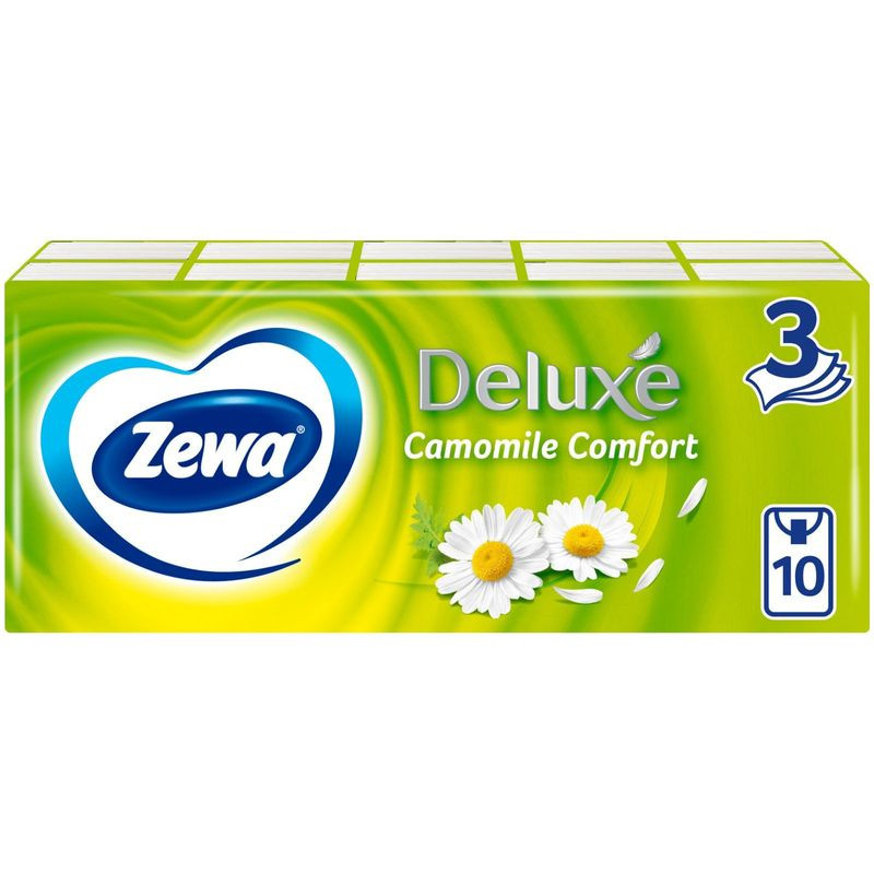 Изображение товара Платки носовые бумажные Zewa Deluxe Ромашка 3 слоя 10 шт