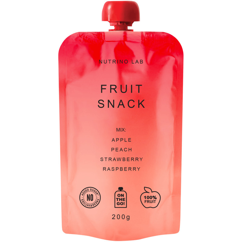 Изображение товара Пюре Nutrino Lab фруктовое яблоко персик клубника малина, 200г