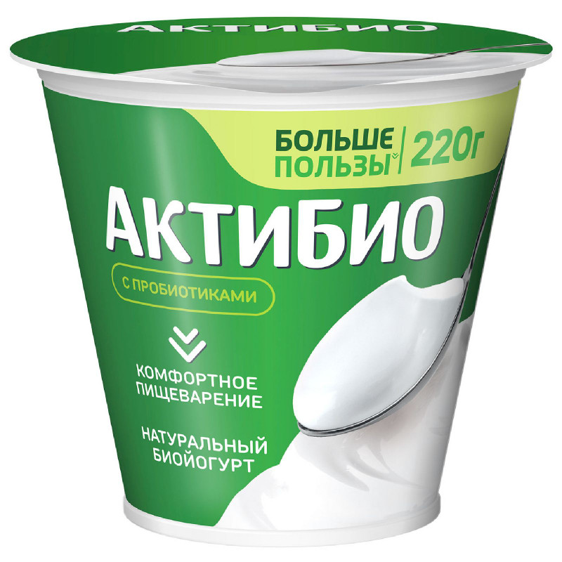 Изображение товара Биойогурт Актибио обогащенный бифидобактериями 3.5%, 220г