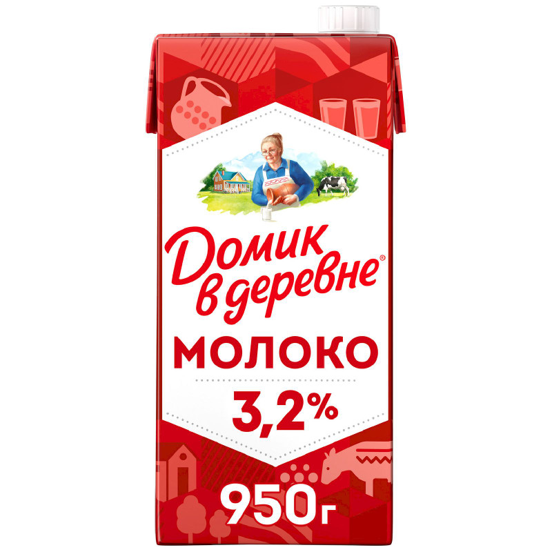 Изображение товара Молоко Домик в деревне 3.2% 950г