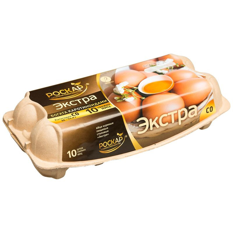 Изображение товара Яйцо куриное Роскар Экстра СО 10 шт высокое качество свежие коричневые яйца