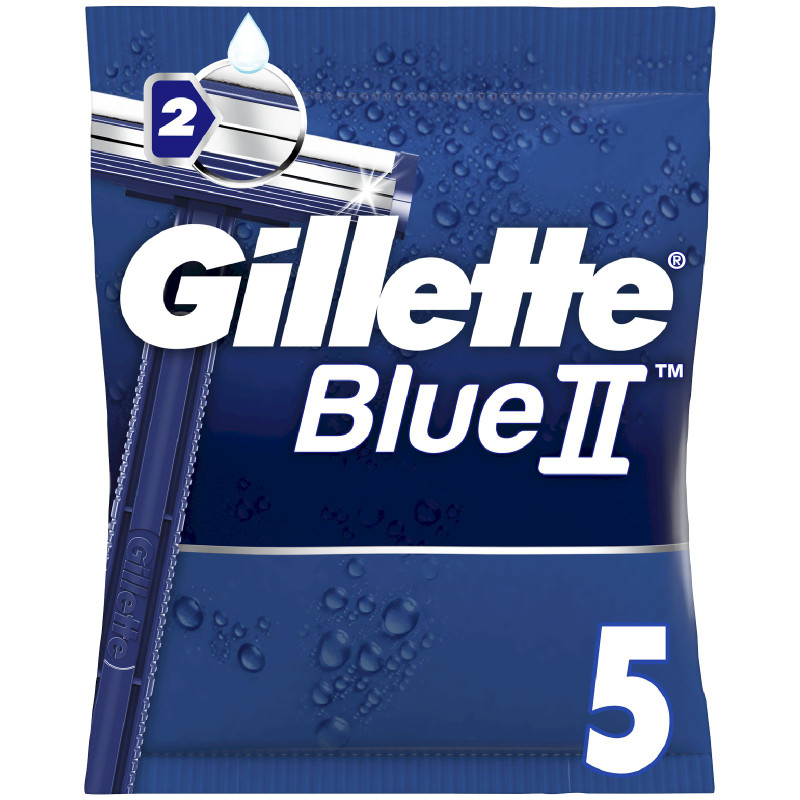Изображение товара Одноразовая бритва Gillette Blue II, 5 шт, Россия, для мужчин