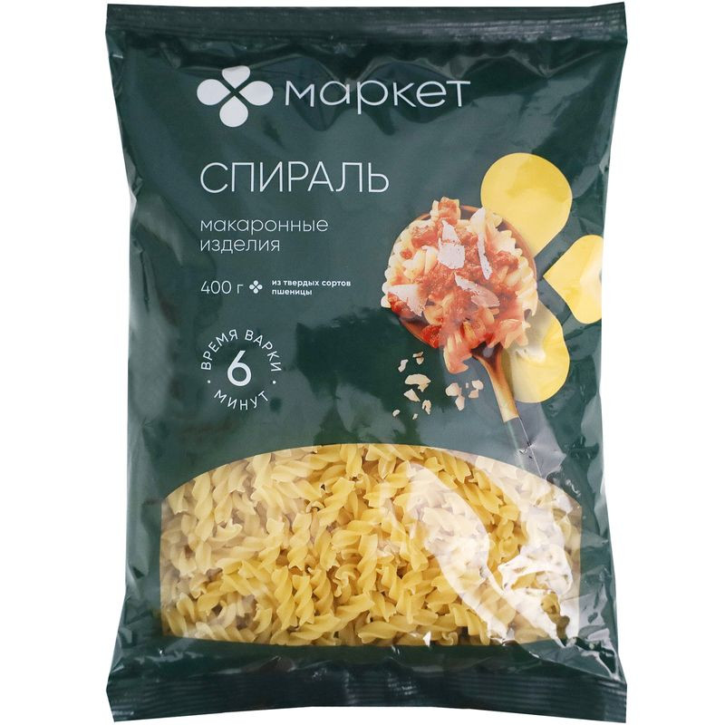 Изображение товара Макароны Спираль группы А Маркет, 400г - Питательные и Вкусные