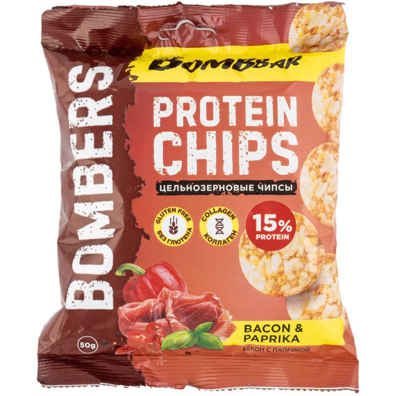 Изображение товара Чипсы Bombbar Бекон с паприкой, 50г - Хрустящая закуска