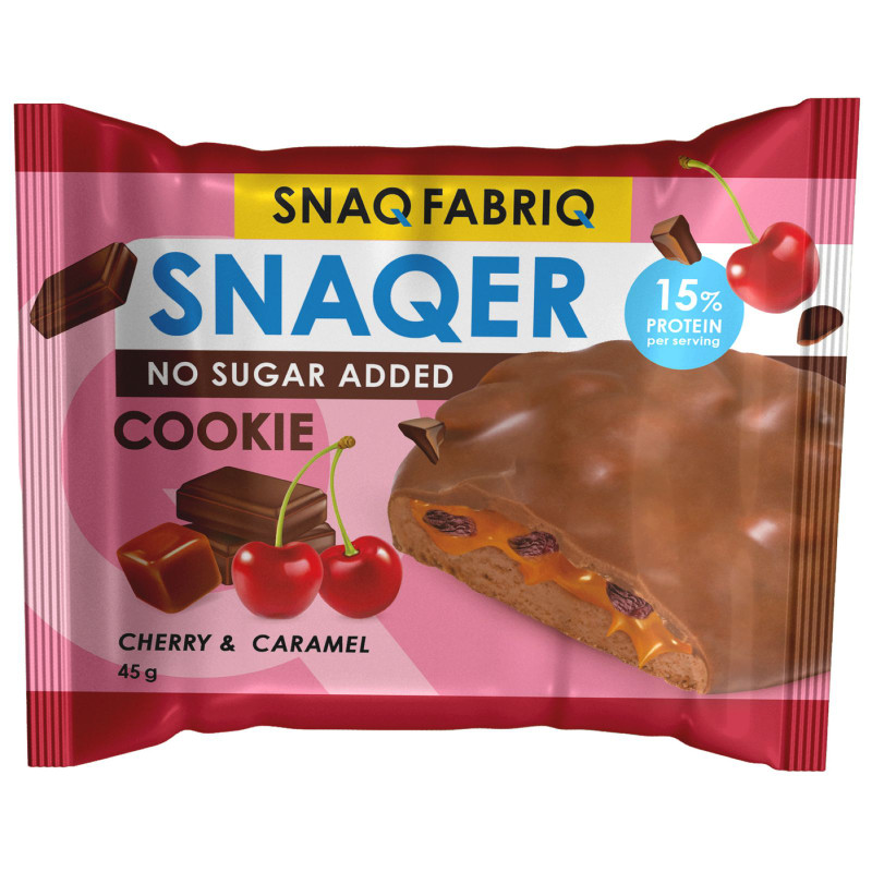 Изображение товара Печенье Snaq Fabriq Вишня и карамель глазированное шоколадное, 45г