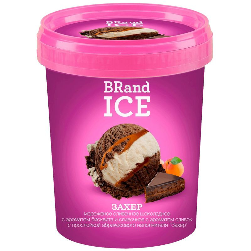Изображение товара Мороженое Brand Ice Захер шоколадное Бисквит-Сливки-Абрикос 250 г