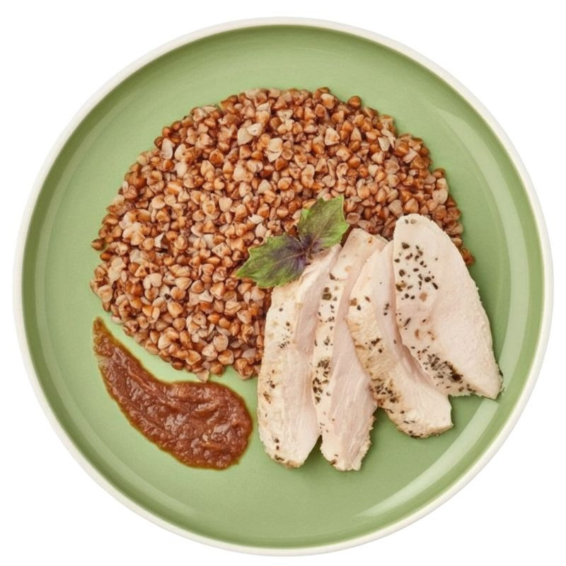 Изображение товара Филе куриное с гречкой и луковым соусом Перекрёсток Select 230г