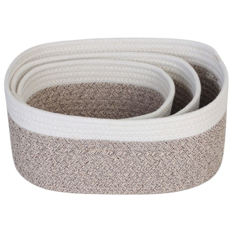 Изображение товара Набор из 3 корзин для хранения из углеродистой стали и ротанга