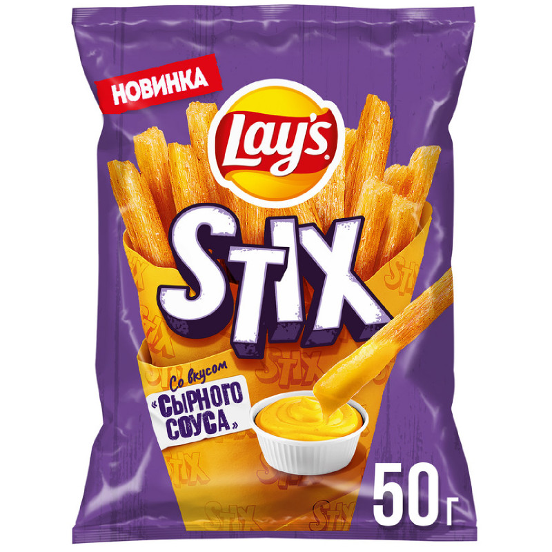 Изображение товара чипсы Lay's Stix картофельно-пшеничные со вкусом Сырного соуса, 50г