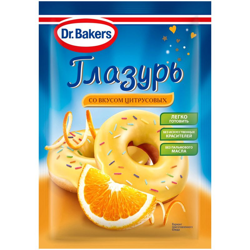 Изображение товара Глазурь Dr.Bakers со вкусом цитрусовых 90г для украшения десертов