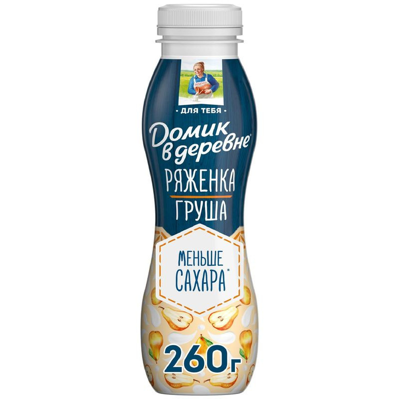 Изображение товара Ряженка с грушей Домик в деревне 2.1% 260г натуральный кисломолочный напиток