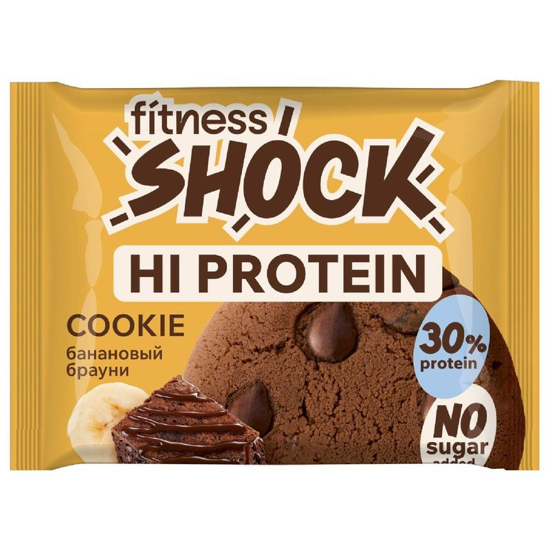 Изображение товара Протеиновое печенье Fitnesshock Банановый брауни 35г полезная закуска