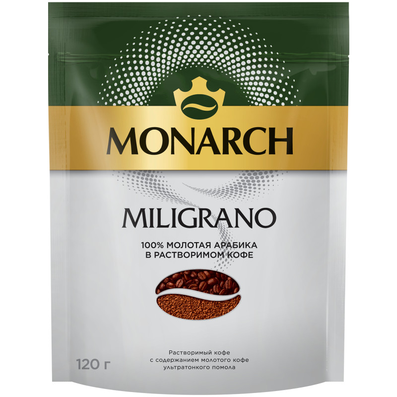 Изображение товара Кофе Monarch Miligrano растворимый c добавлением жареного молотого, 120г