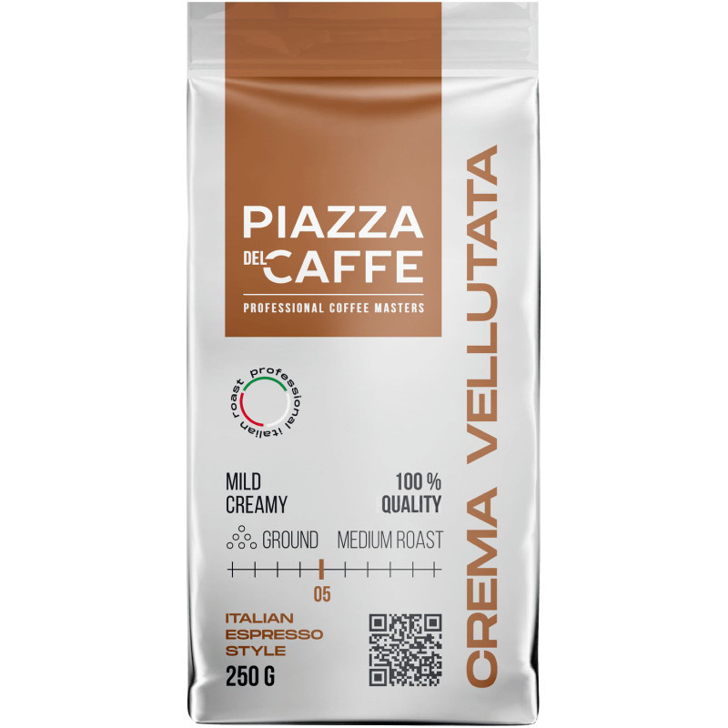 Изображение товара Кофе Piazza del Caffe Crema Vellutata жареный молотый, 250г