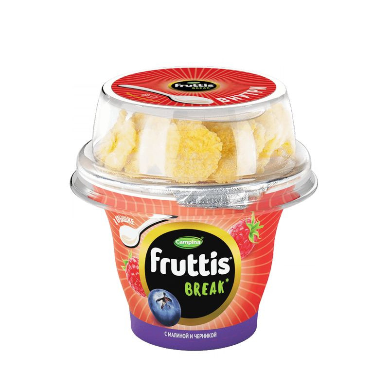 Изображение товара Йогуртный продукт Fruttis Вкусный перерыв малина-черника 2 5 165 г