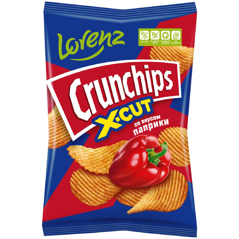 Изображение товара Чипсы Crunchips X-Cut картофельные рифленые со вкусом паприки, 130г