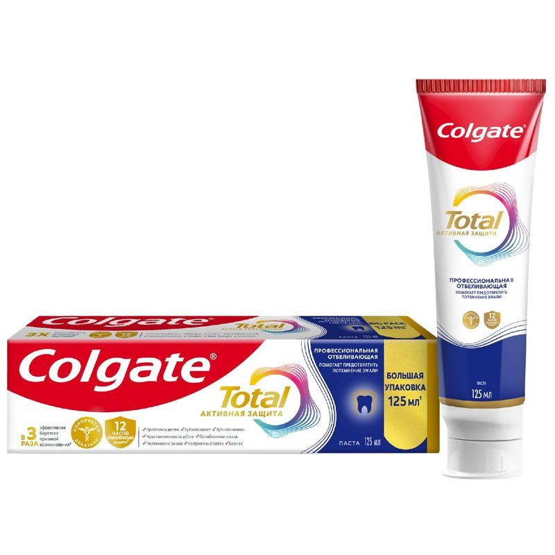 Изображение товара Зубная паста Colgate Total 12 Профессиональная отбеливающая 125мл для защиты всей полости рта