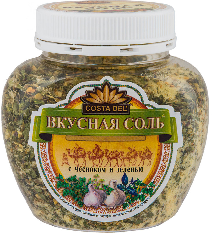Изображение товара Соль Вкусная Соль с чесноком-зеленью-пряностями-овощами, 400г
