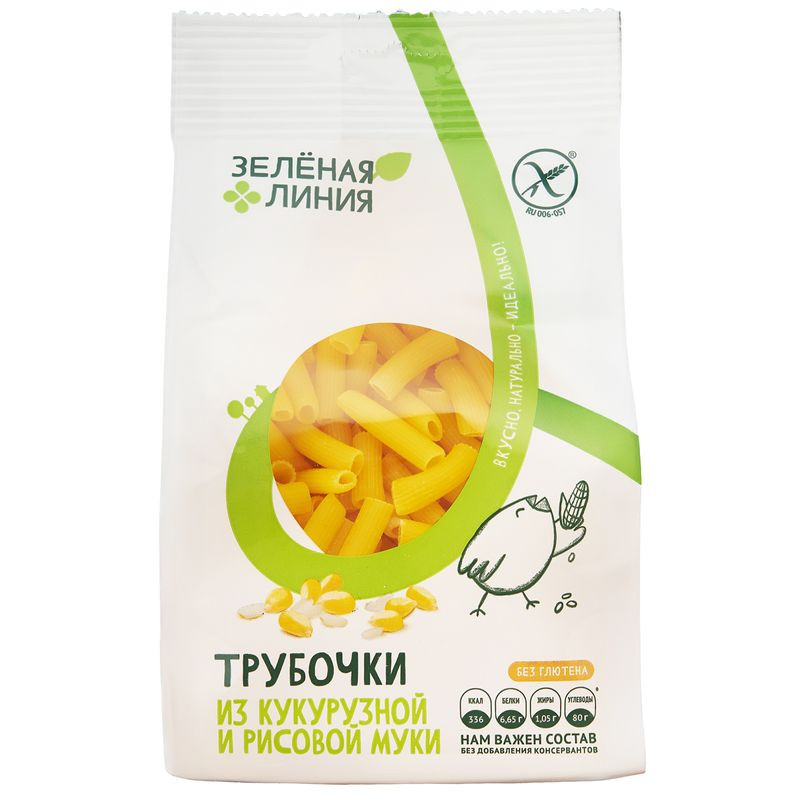 Изображение товара Трубочки из рисовой и кукурузной муки Зелёная Линия 250 г