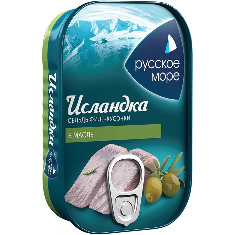 Изображение товара Сельдь Русское Море Исландка филе-кусочки в масле 115г слабосолёная консерва