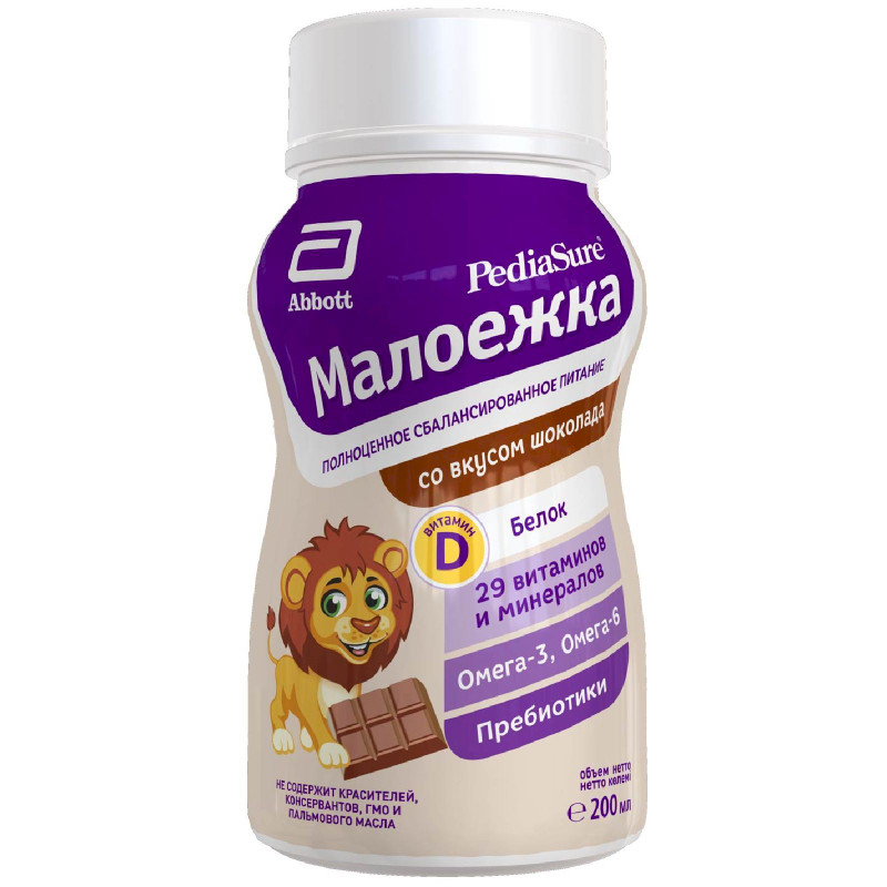 Изображение товара Смесь PediaSure Малоежка со вкусом шоколада жидкая, 200мл