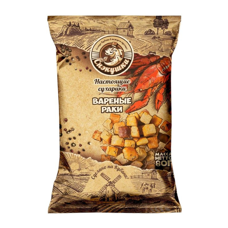 Изображение товара Сухарики СНЭКУШКИ из пшеничной муки со вкусом раков 80г