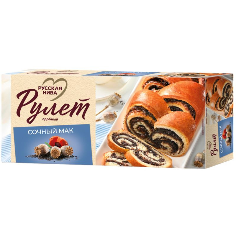 Изображение товара Рулет Русская нива с маком 250 г сдобный вкусный кондитерский десерт