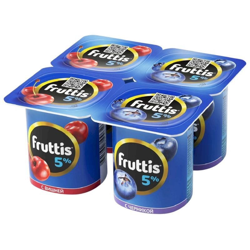 Изображение товара Продукт йогуртный Fruttis вишня-черника 5%, 115г