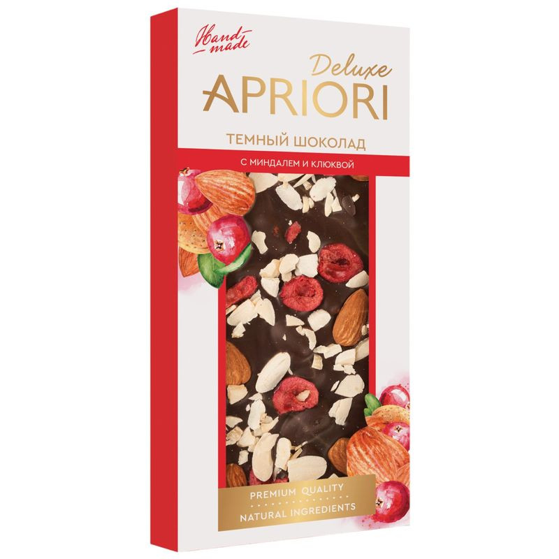 Изображение товара Шоколад тёмный с миндалем и клюквой Apriori Delux 85г Россия