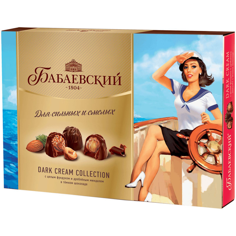 Изображение товара Конфеты Бабаевский Dark Cream с орехами 200г набор шоколад тёмный