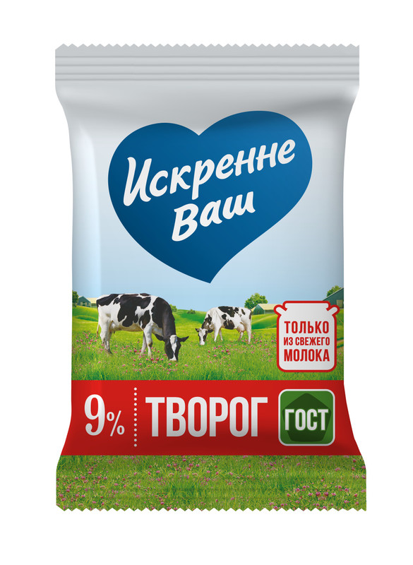 Изображение товара Творог Искренне Ваш 9%, 180г