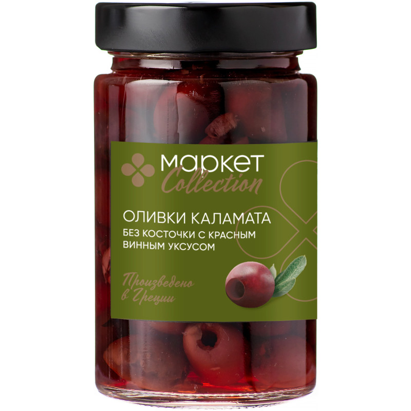 Изображение товара Оливки Каламата с красным винным уксусом без косточки 295г Market Collection