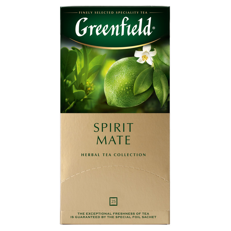 Изображение товара Чай Greenfield Spirit Mate травяной лайм-грейпфрут в пакетиках, 25х1.5г