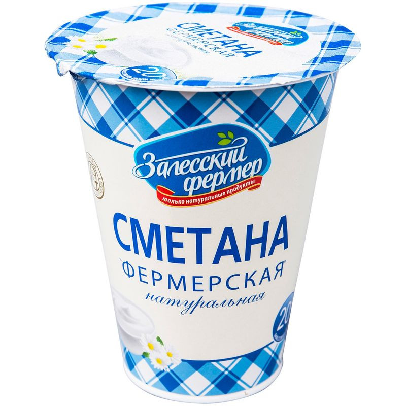 Сметана Залесский фермер Фермерская 20%, 300г Сметана Залесский фермер Фермерская 20%, 300г