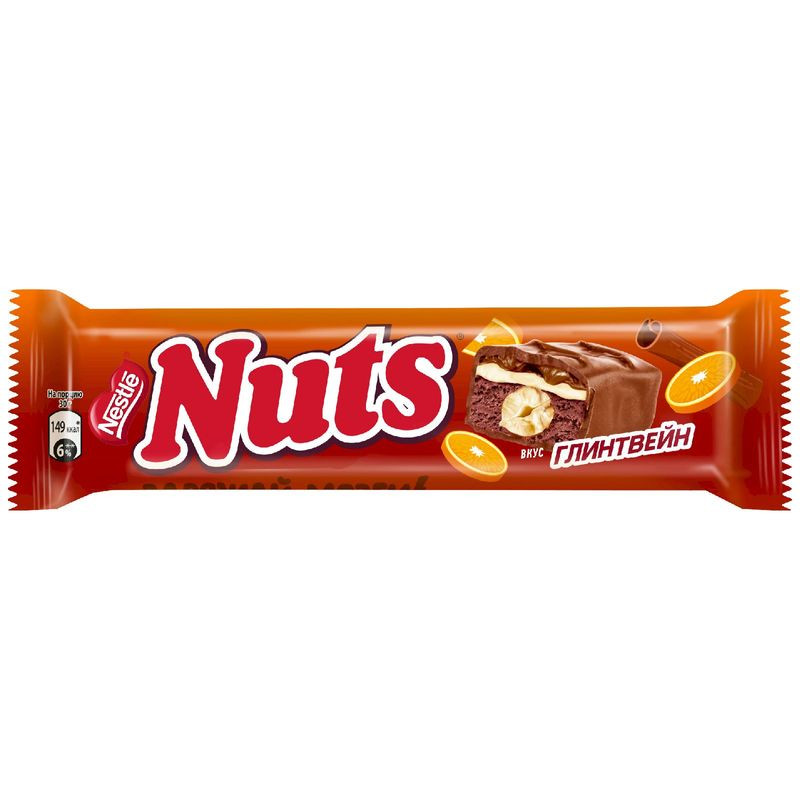 Изображение товара Батончик Nuts Глинтвейн с фундуком, карамелью и молоком 60г