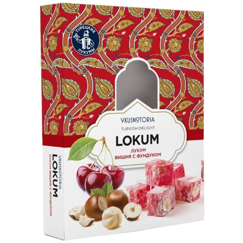 Изображение товара Рахат-лукум Vkusnotoria вишня с фундуком 250г натуральный вкус